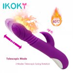 Ikoky, IKOKY Rabbit Vibrator Clitoris Stimulator Telescopic Heating Rod Rotating Dildo AV Stick Sex Toys for Woman Thrusting 7 Speed