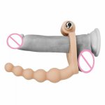 lovetoy Powerful 10 speeds Stretchy Cock Ring with Bullet Vibrator and Dildo for Double Penetration Play Sex toy for Man