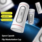 Leten, Leten Space Capsule Double Holes Flip Male Masturbator Cup Sucking Machine 3D Silicone Vagina Pussy Adult Sex Toys for Men