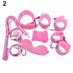 7 Pcs/Set Leather Tying Erotic Toys For Adults Bondage Sex Toys Handcuffs+Legcuffs+Whip+Neck Collar Pink/Red/Black Drop Shipping