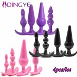 Dingye 4Pcs/set Silicone Anal Toys Butt Plugs Anal Dildo Anal Sex Toys Adult Products for Women and Men