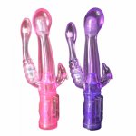 Triple anal clit Vibrator rabbit Masturbation Clit G spot Orgasm Massager Stick adjustable Vibrating Female Sex Toys for women