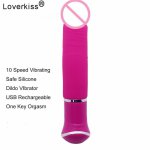 Loverkiss Silicone Big Dildo Vibrator G spot Stimulator Massager 10 Speed Vibrating Adult Sex Toys For Woman,Anal Dildo Vibrator